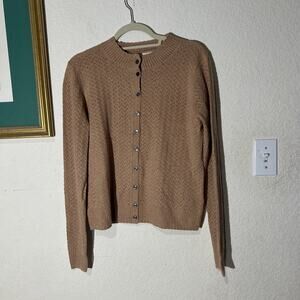 Boden Diane Pointelle Cardigan In Camel Size M NWT